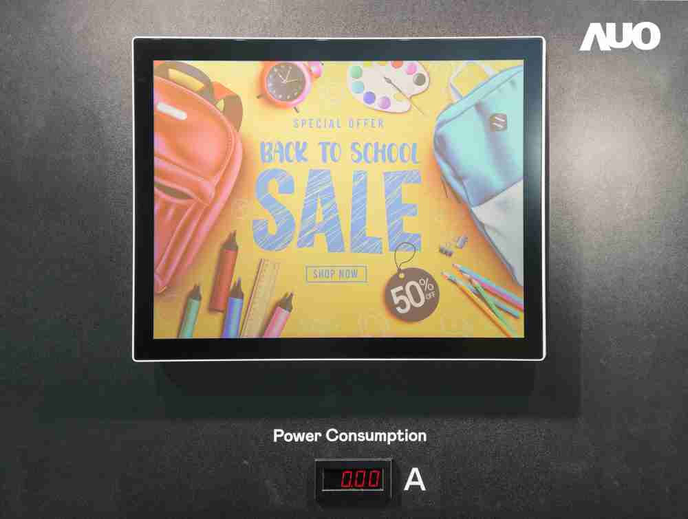 赏金国际展示胆固醇液晶超低耗能户外全彩显示器，，ChLC（胆固醇液晶）以双稳态技术使静态显示零功耗，，，具省电、、高彩度、、环保的特性，，还整合软硬件系统解决方案，，可透过单一云端平台管理